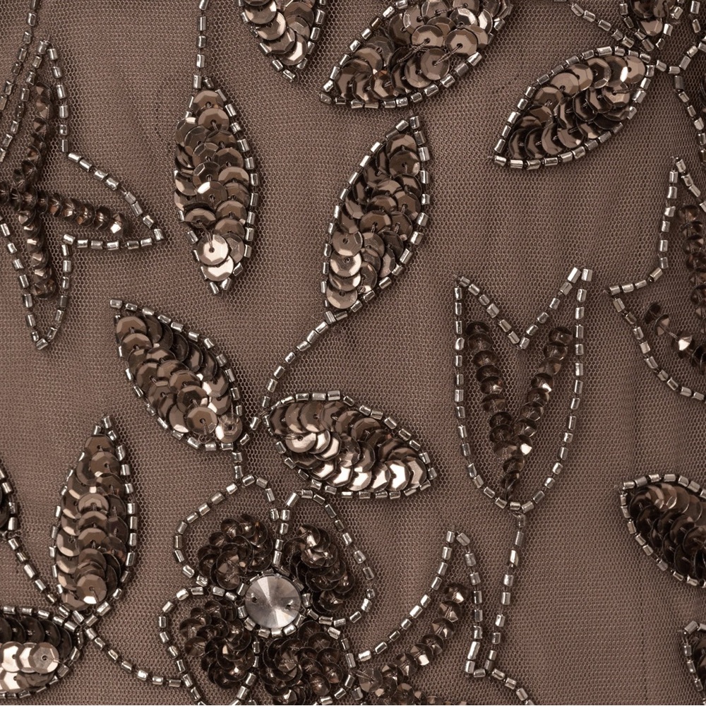 Adrianna Papell Taupe Charcoal Beaded Gown Size 0 NWT Formal MOB MOG GALA Dress - Picture 6 of 10